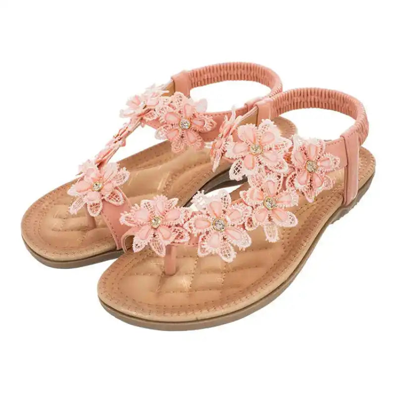 New Flower Accessories Women’s Sandals Round Toe Clip-On Flat Shoes Play Travel Beach Sandals | AE&GStor
