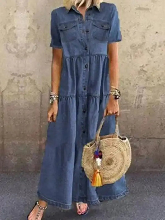 Shop Discounted Denim Long Dress - AE&GStor