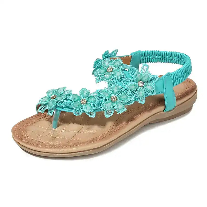 New Flower Accessories Women’s Sandals Round Toe Clip-On Flat Shoes Play Travel Beach Sandals | AE&GStor