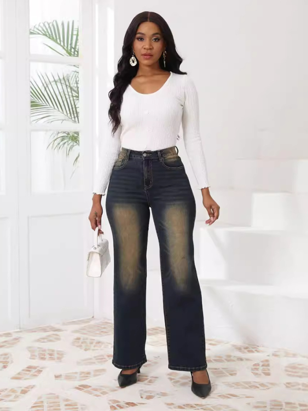 Casual Straight Leg Denim Trousers - AEGSTOR.COM