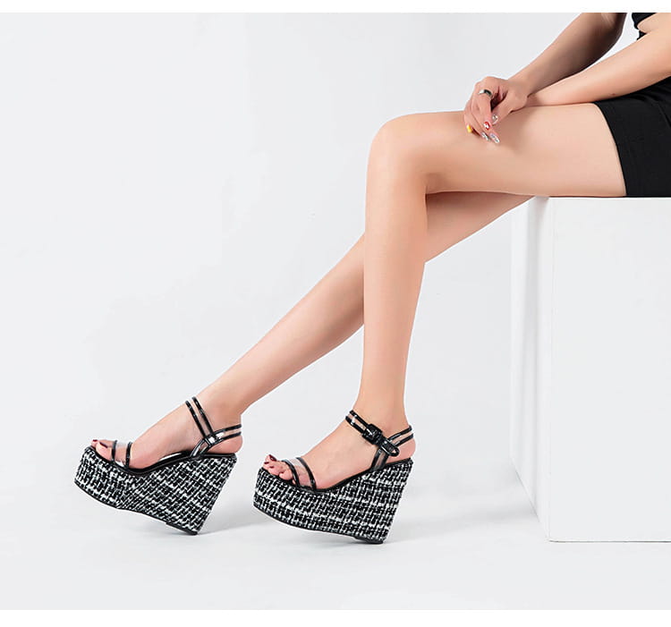 Sandálias de salto cunha moda novos sapatos femininos transparentes