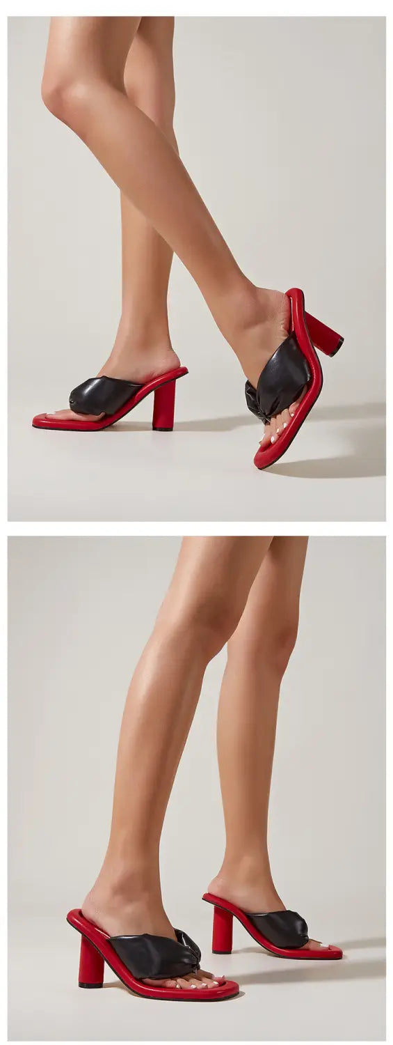 Sapatos femininos com novo clipe - sandálias espinha de peixe grossas