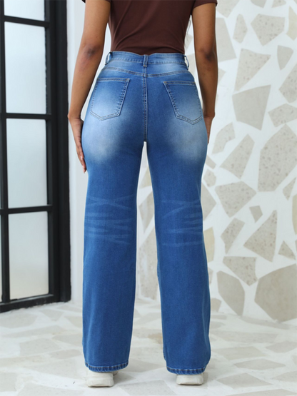 Casual Straight Leg Denim Trousers - AEGSTOR.COM