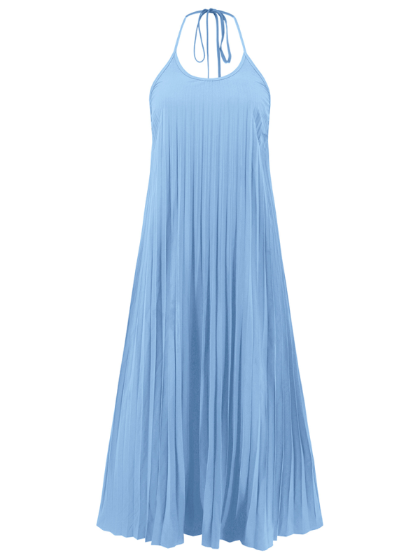 New A-hem pleated beach vacation long dress | AE&GStor