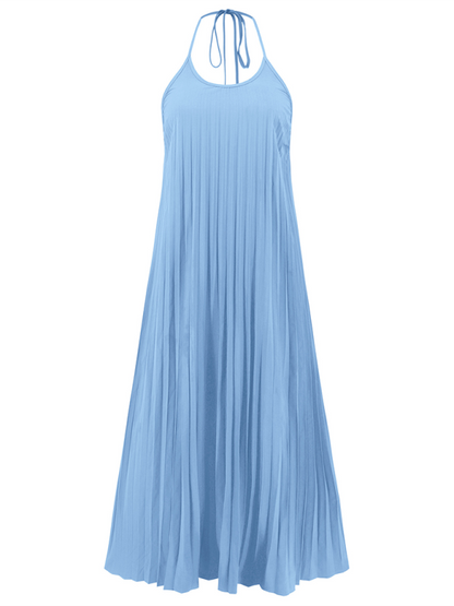 New A-hem pleated beach vacation long dress | AE&GStor