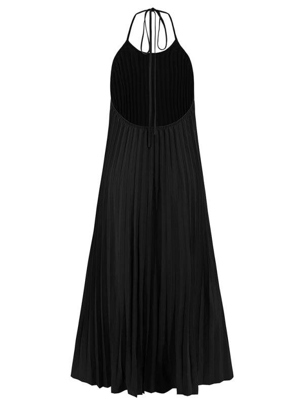 New A-hem pleated beach vacation long dress | AE&GStor