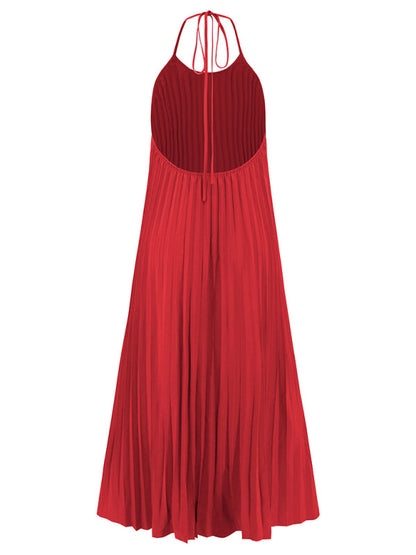 New A-hem pleated beach vacation long dress | AE&GStor