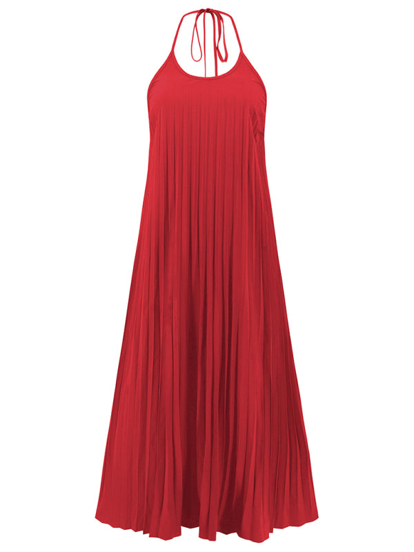 New A-hem pleated beach vacation long dress | AE&GStor