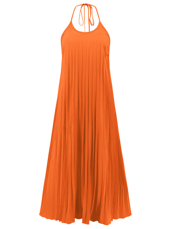 New A-hem pleated beach vacation long dress | AE&GStor