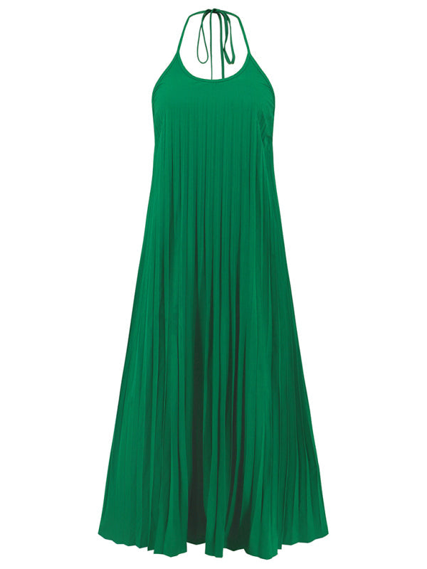 New A-hem pleated beach vacation long dress | AE&GStor