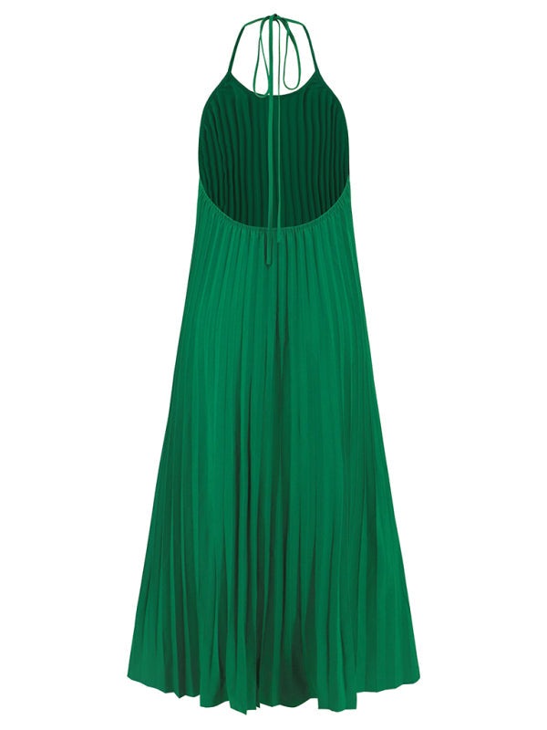 New A-hem pleated beach vacation long dress | AE&GStor