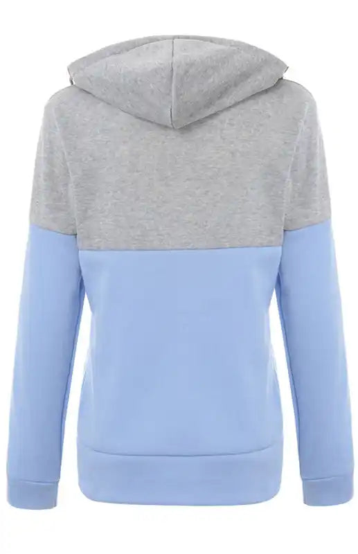 Double Zipper Color Block Hooded Long-Sleeved Plus Velvet Sweatshirt | AE&GStor