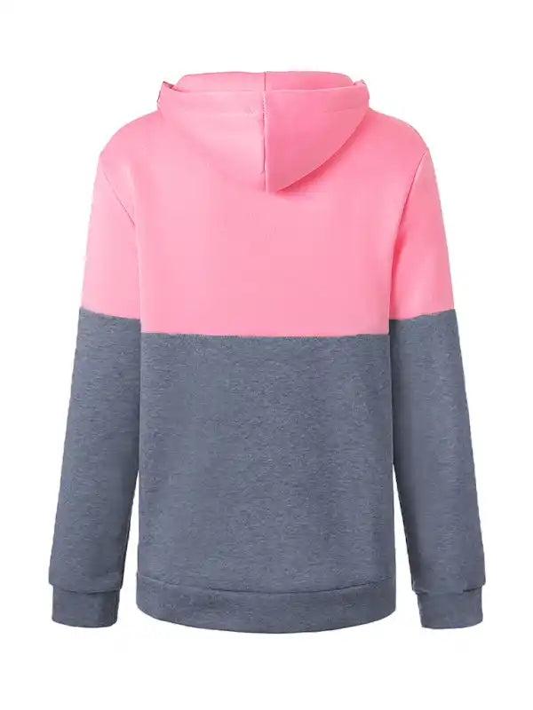 Double Zipper Color Block Hooded Long-Sleeved Plus Velvet Sweatshirt | AE&GStor