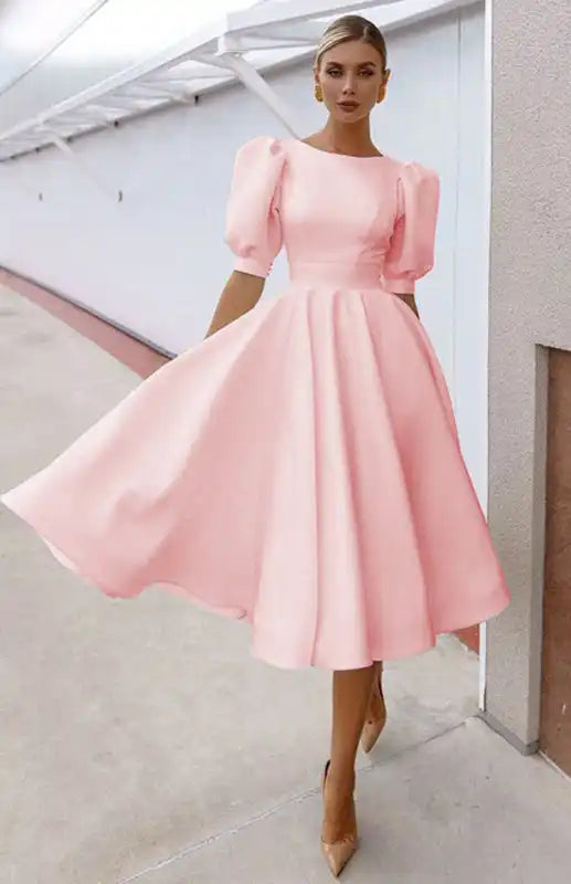 Fashion Solid Color Slim Fit Sexy Big Swing Dress | AE&GStor