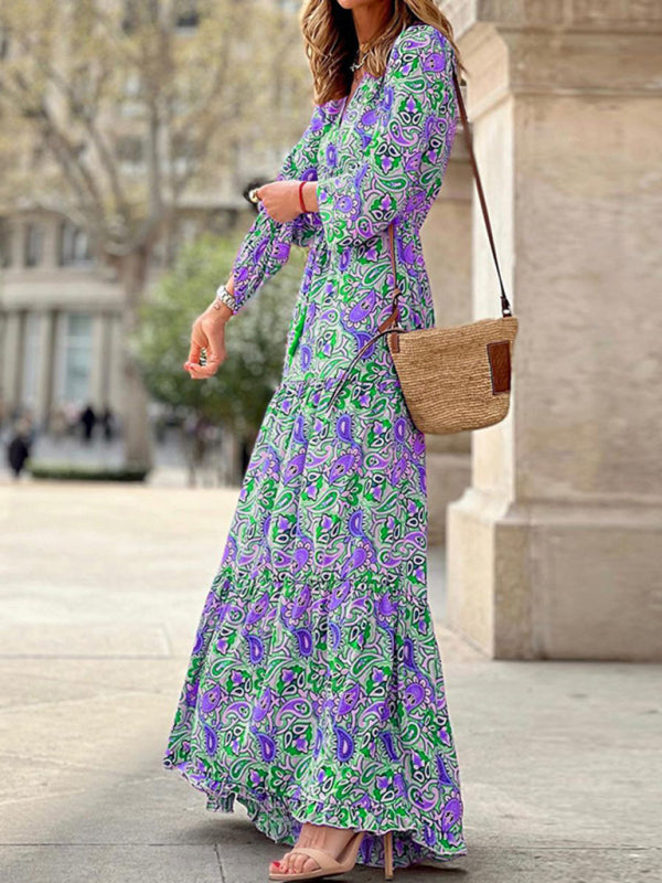 Nowa, temperamentna sukienka typu swing z dekoltem w kształcie litery V, w stylu boho