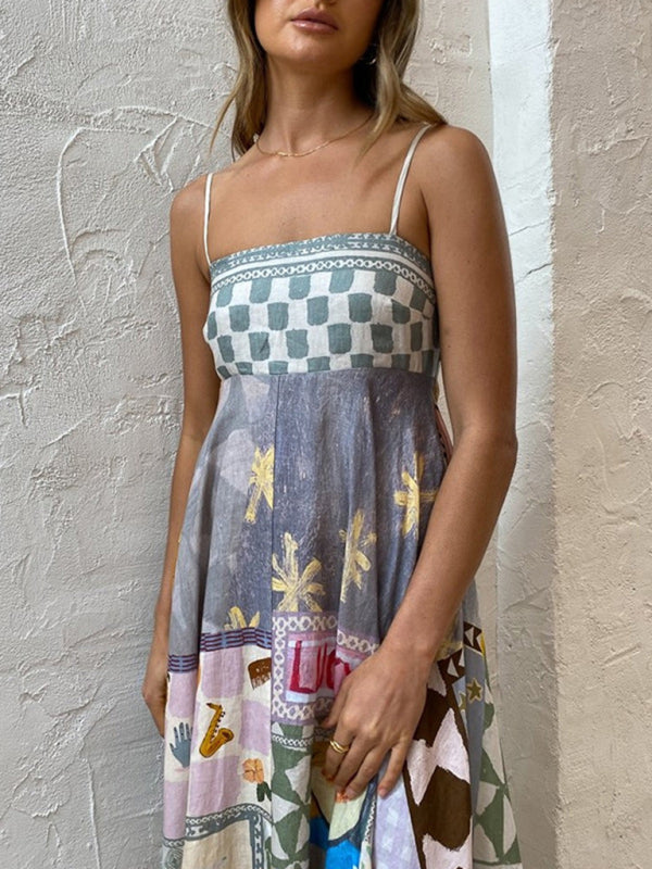 Women's New Sexy Printed Swing Slip Dress