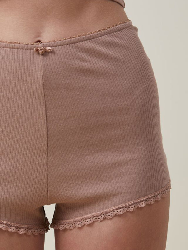 Conjunto de pantalones cortos sin mangas con estampado de encaje para mujer
