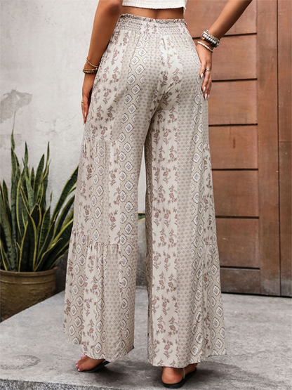New high-waisted wide-leg trousers with stitching ethnic style casual wide-leg trousers