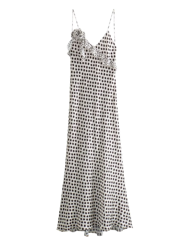 Beautiful Midi Dress Embellished With Polka Dot Print And V-neck With | AE&GStor