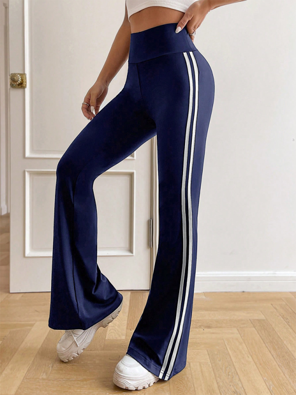 Pantalon taille haute drapé à jambes larges pour femmes, coupe droite, décontracté