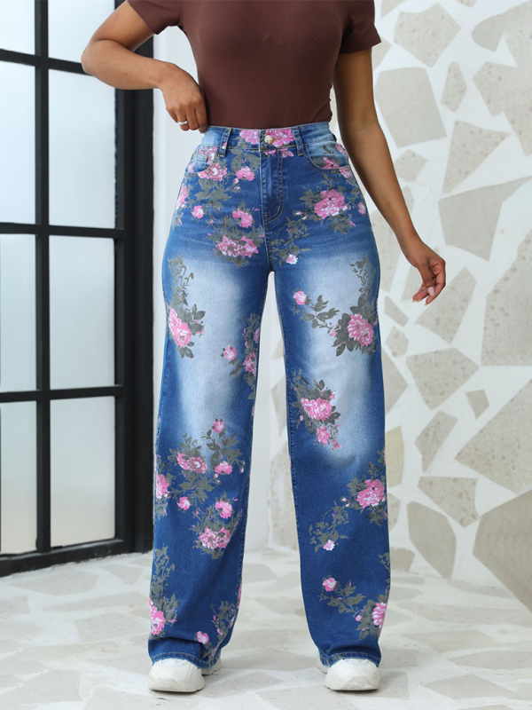 Shop Discounted Floral Denim Trousers - AE&GStor