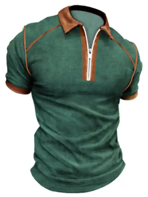 Men’s Color-Block Short Sleeve Quarter Zip Polo | AE&GStor