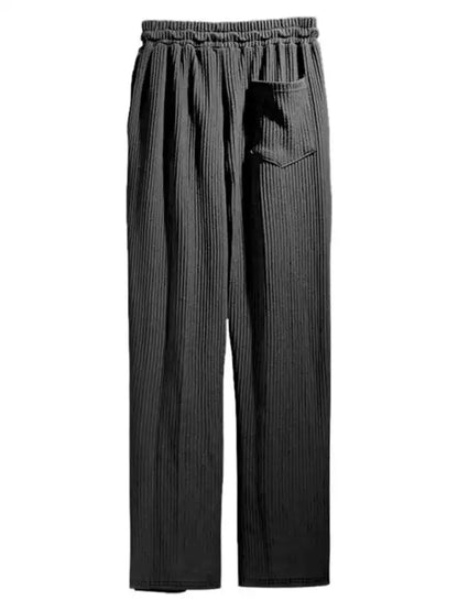 Men’s casual trousers, loose straight trousers, drapey striped high-waisted wide-leg trousers | AE&GStor