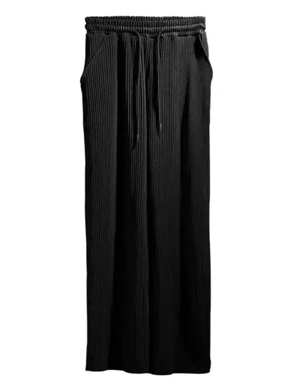 Men’s casual trousers, loose straight trousers, drapey striped high-waisted wide-leg trousers | AE&GStor