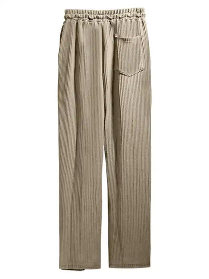 Men’s casual trousers, loose straight trousers, drapey striped high-waisted wide-leg trousers | AE&GStor