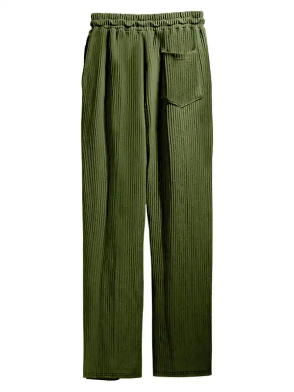 Men’s casual trousers, loose straight trousers, drapey striped high-waisted wide-leg trousers | AE&GStor