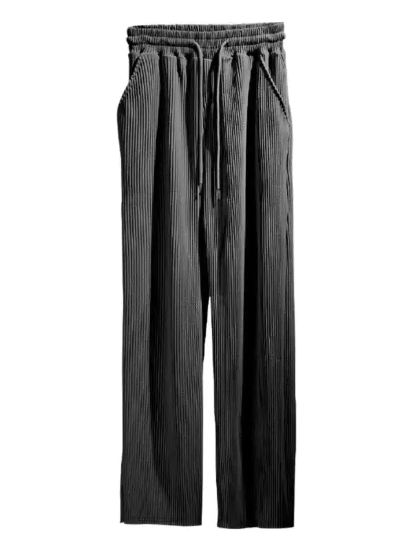 Men’s casual trousers, loose straight trousers, drapey striped high-waisted wide-leg trousers | AE&GStor