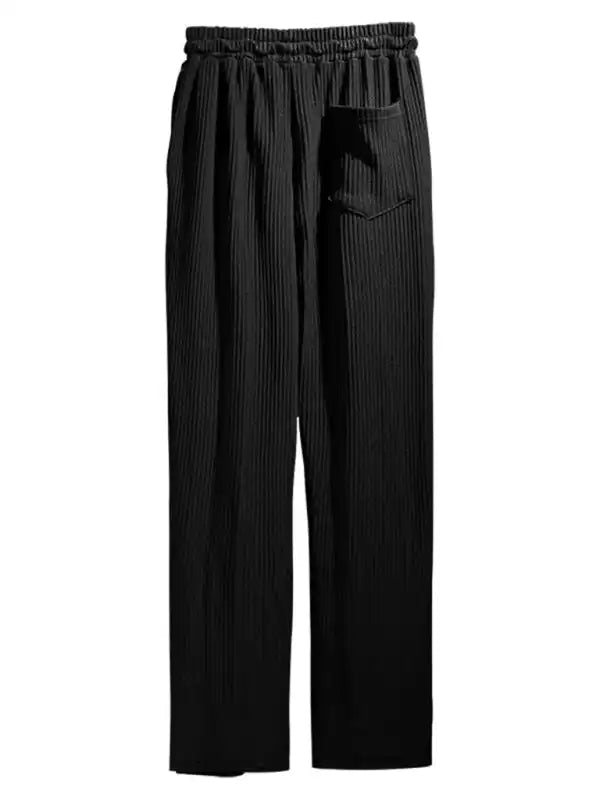 Men’s casual trousers, loose straight trousers, drapey striped high-waisted wide-leg trousers | AE&GStor