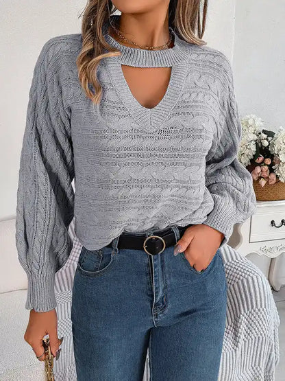 New casual hollow twist long-sleeved pullover sweater | AE&GStor