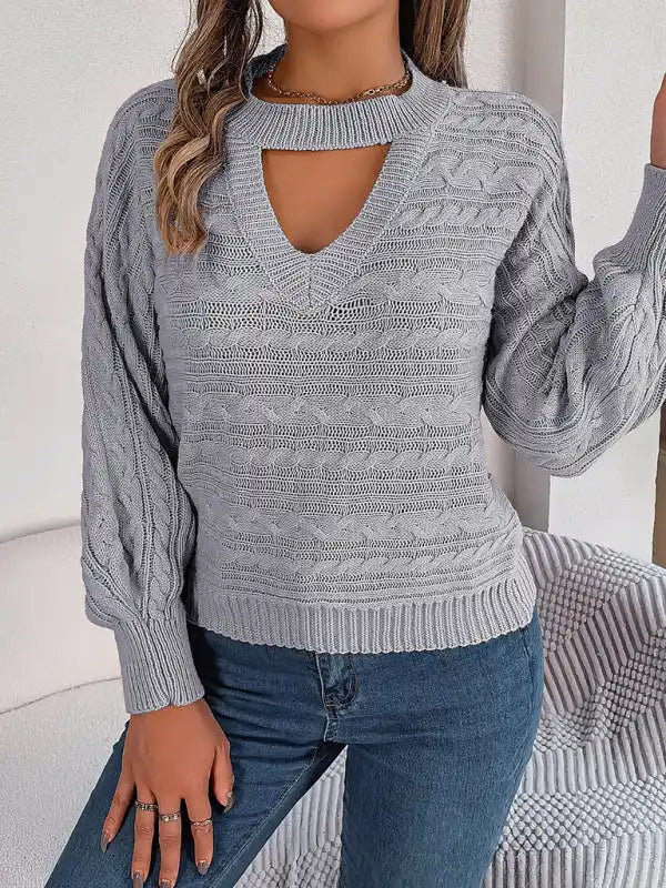 New casual hollow twist long-sleeved pullover sweater | AE&GStor