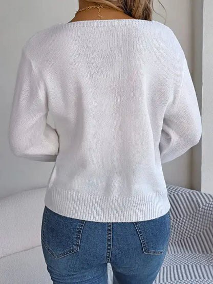 New casual square neck twist lantern sleeve pullover sweater | AE&GStor