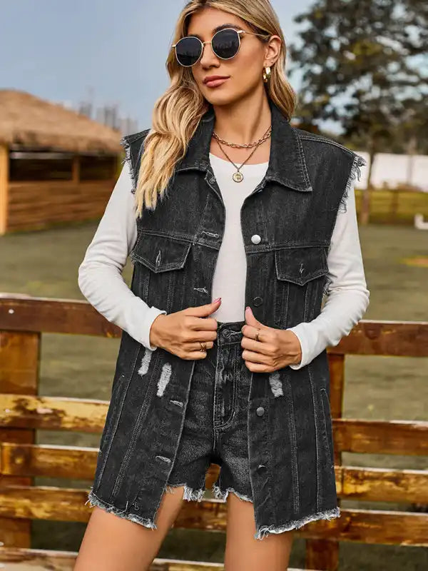 New denim vest vest summer fashion trend denim sleeveless vest | AE&GStor