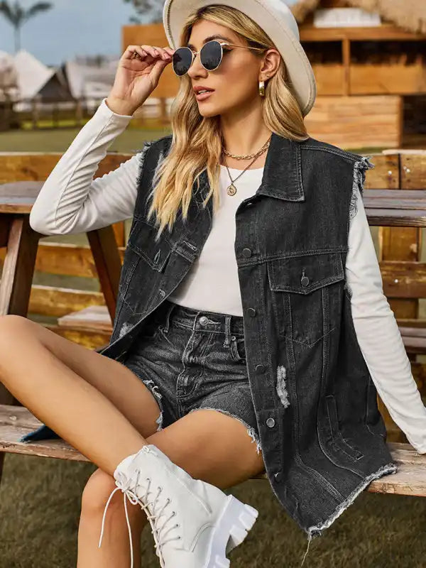 New denim vest vest summer fashion trend denim sleeveless vest | AE&GStor