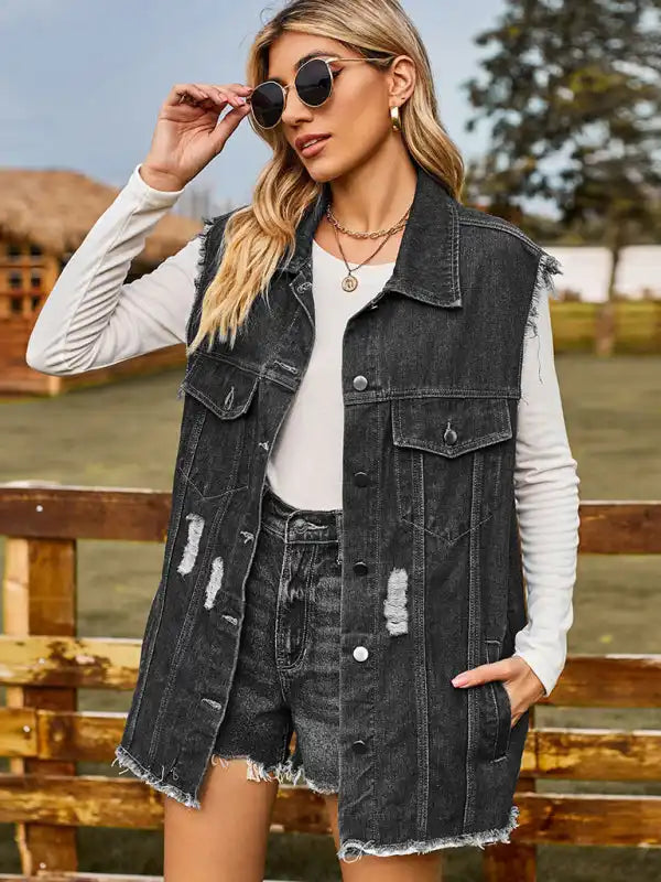 New denim vest vest summer fashion trend denim sleeveless vest | AE&GStor