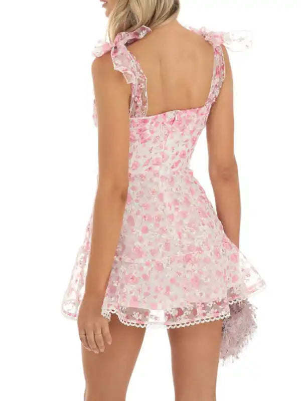 New fashion floral mesh suspender dress | AE&GStor