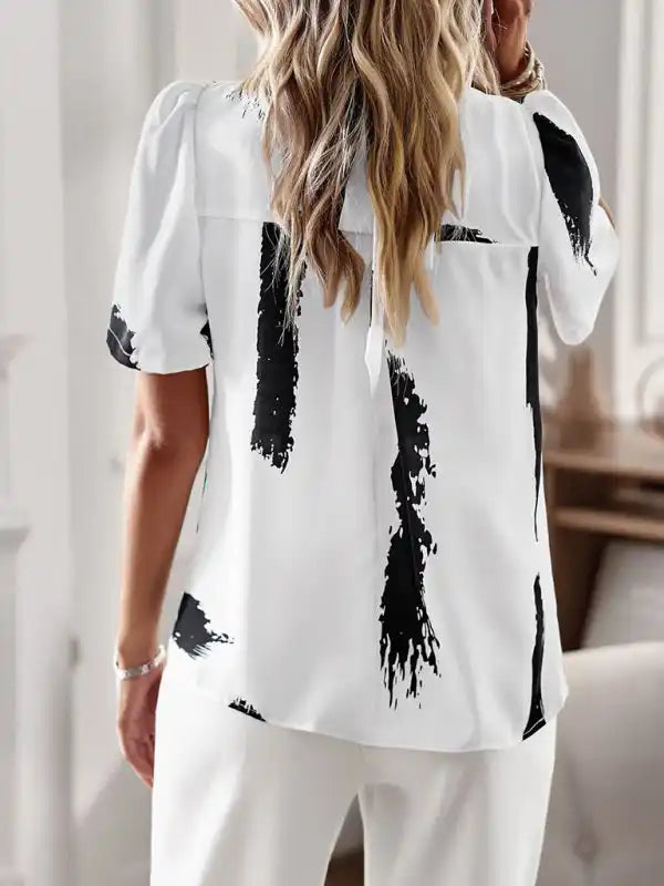 New irregular printing women’s short-sleeved shirt | AE&GStor