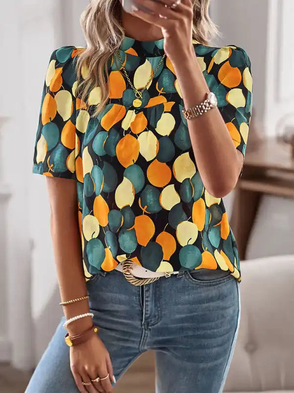 New irregular printing women’s short-sleeved shirt | AE&GStor