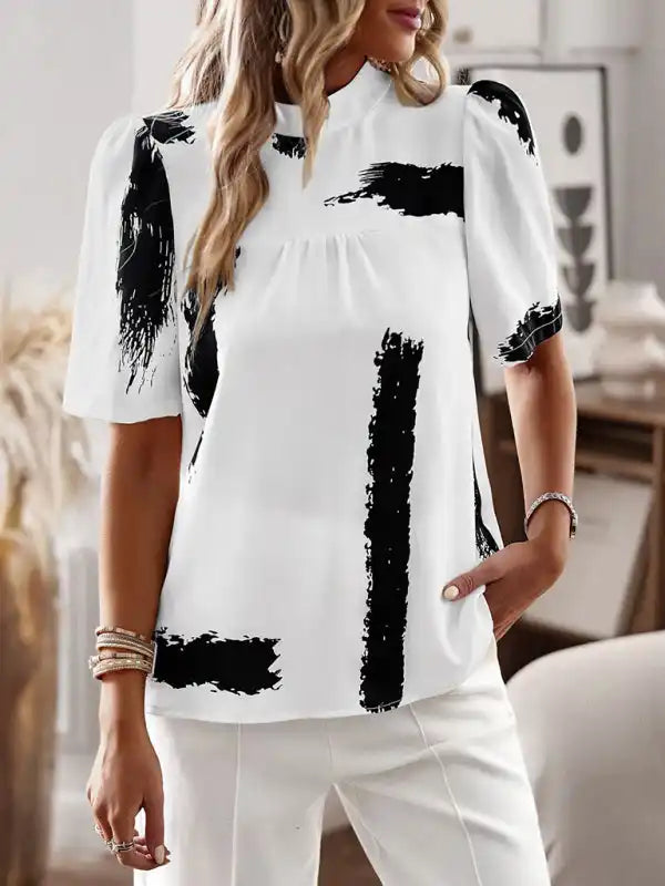 New irregular printing women’s short-sleeved shirt | AE&GStor