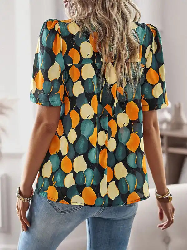 New irregular printing women’s short-sleeved shirt | AE&GStor