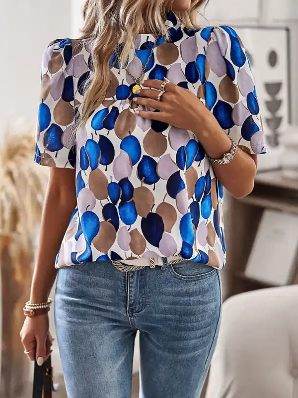 New irregular printing women’s short-sleeved shirt | AE&GStor