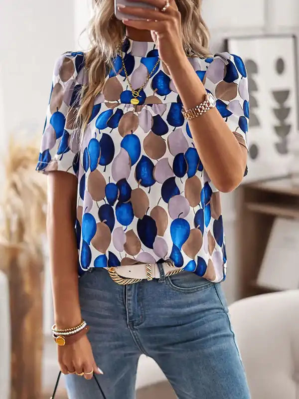 New irregular printing women’s short-sleeved shirt | AE&GStor