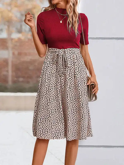 New Ladies Half High Neck Leopard Print Dress | AE&GStor