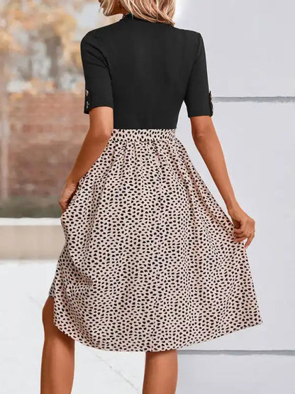 New Ladies Half High Neck Leopard Print Dress | AE&GStor