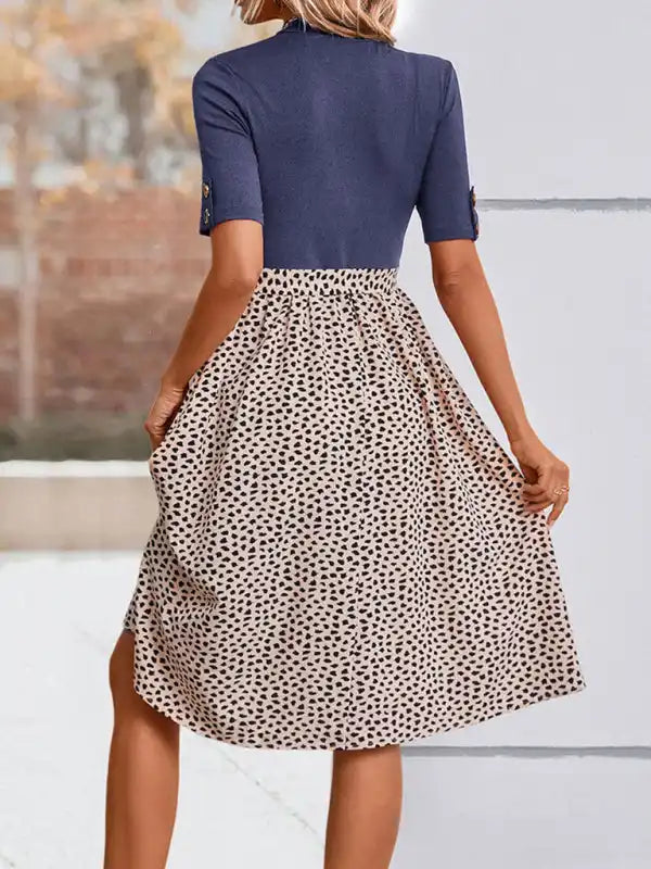 New Ladies Half High Neck Leopard Print Dress | AE&GStor