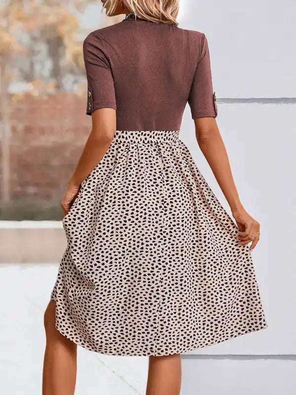 New Ladies Half High Neck Leopard Print Dress | AE&GStor