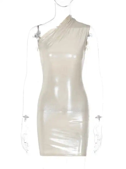 New Sexy Slim Solid Color Slant Shoulder Sleeveless Hip Dress | AE&GStor